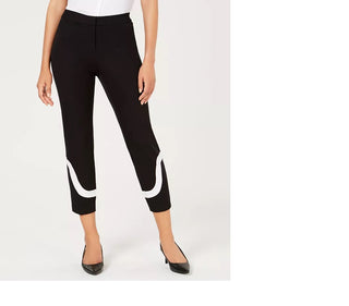 Alfani Women's Colorblocked Ankle Pants Black Size 6 Petite