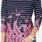 Charter Club Women's Striped Paisley-Print Top Blue Size Medium