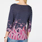Charter Club Women's Striped Paisley-Print Top Blue Size Extra Small
