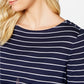 Charter Club Women's Striped Paisley-Print Top Blue Size Extra Small