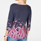 Charter Club Women's Striped Paisley-Print Top Blue Size Medium