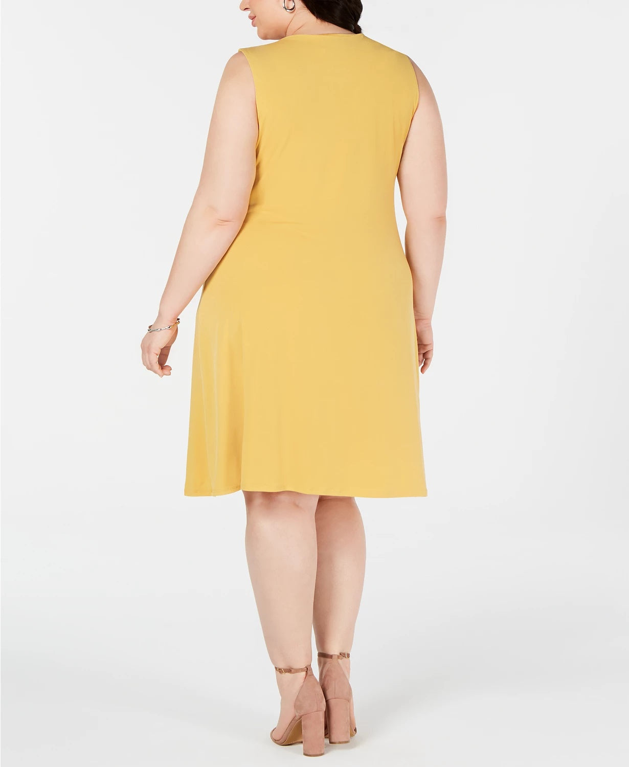 JM Collection Women's Plus Size Sleeveless Embellished Fit & Flare Dress Yellow Size 2X