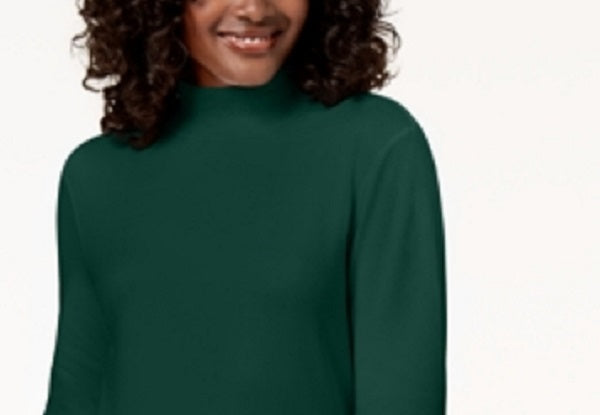 Karen Scott Women's Cotton Mock Neck Top Green Size X-Large