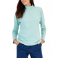 Karen Scott Women's Long-Sleeve Mock-Neck Cotton Top Blue Size Petite Medium