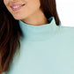 Karen Scott Women's Long-Sleeve Mock-Neck Cotton Top Blue Size Petite Medium