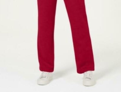 Karen Scott Women's Petite Classic Fleece Elastic Waist Pants Red Size Medium