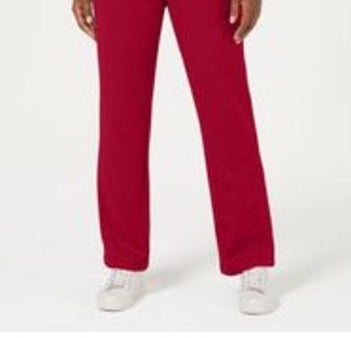 Karen Scott Women's Classic Fleece Elastic Waist Pants Red Size Large