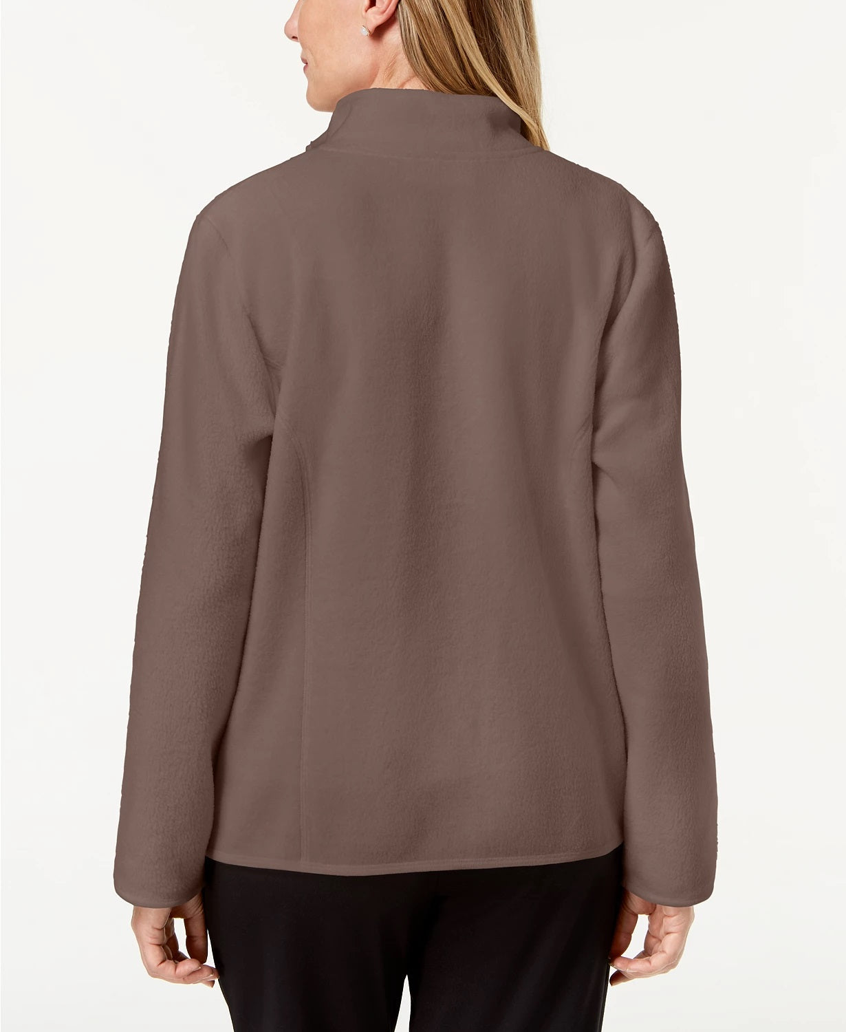 Karen Scott Women's Petite Zeroproof Fleece Jacket Brown Size Petite