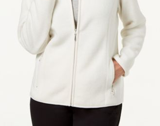 Karen Scott Women's Petite Zeroproof Fleece Jacket White Size X-Large
