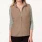 Karen Scott Women's Fleece Zip Front Vest Brown Size Petite Small