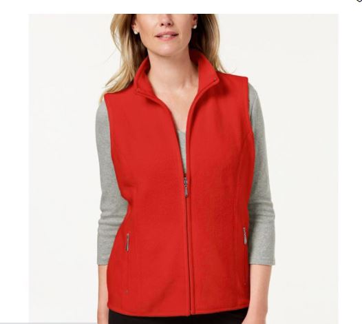 Karen Scott Women's Fleece Zip Front Vest Red Size Petite Small