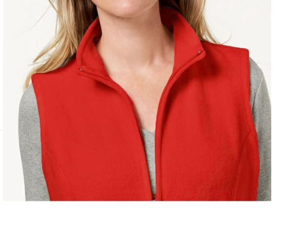 Karen Scott Women's Fleece Zip Front Vest Red Size Petite Small