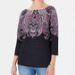 Karen Scott Women's Lile Paisley Boat-Neck Top Navy Size Small
