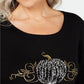 Karen Scott Women's 3/4 Sleeve Embellished Cotton Top Black Size Small