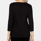 Karen Scott Women's 3/4-Sleeve Embellished Cotton Top Black Size Medium