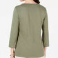 Karen Scott Women's Cotton Glitter Floral-Graphic Top Green Size Small
