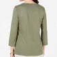 Karen Scott Women's Cotton Glitter Floral-Graphic Top Green Size Extra Large