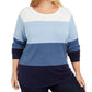 Karen Scott Women's Petite Largeus Size Cotton Colorblocked Sweater Blue Size 0X