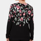 Karen Scott Women's Floral Print Cardigan Black Size Small