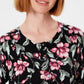 Karen Scott Women's Floral Print Cardigan Black Size Small
