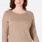 Karen Scott Women's Cotton Marled Curved-Hem Top Brown Size Extra Small