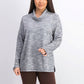 Karen Scott Women's Sport Space-Dyed Cowlneck Top Gray Size Large
