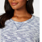 Karen Scott Women's Space Dye 3/4 Sleeve Top Grey Size Petite Small