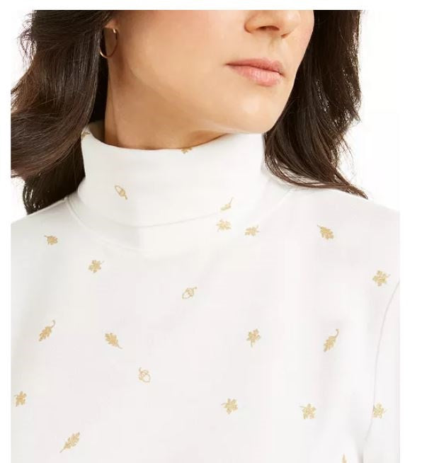 Karen Scott Women's Autumn Wind Turtleneck White Size Large