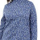 Karen Scott Women's Floral Print Mock Neck Top Navy Size 1X