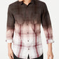 INC International Concepts Men's Regular-Fit Dip-Dyed Plaid Shirt Dark Brown Size Large
