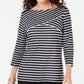 Karen Scott Women's Striped Crossover Top Black Size Medium