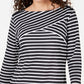 Karen Scott Women's Striped Crossover Top Black Size Medium