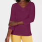 Karen Scott Women's Eyelet-Trim Top Dark Pink Size Medium