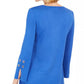 JM Collection Women's Embellished Scoop Neck Top Blue Size Large