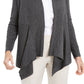 JM Women's Collection Ribbed Handkerchief-Hem Cardigan Dark Gray Size Extra Large