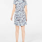 Ideology Women's Printed Tie-Front T-Shirt Dress Navy Size Large