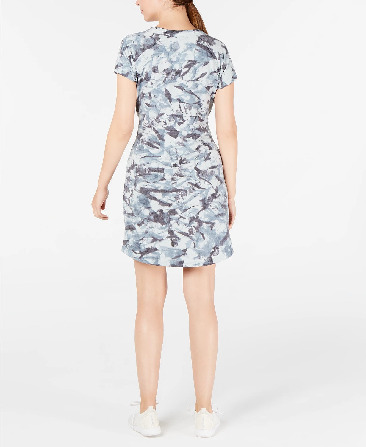 Ideology Women's Printed Tie-Front T-Shirt Dress Navy Size Large