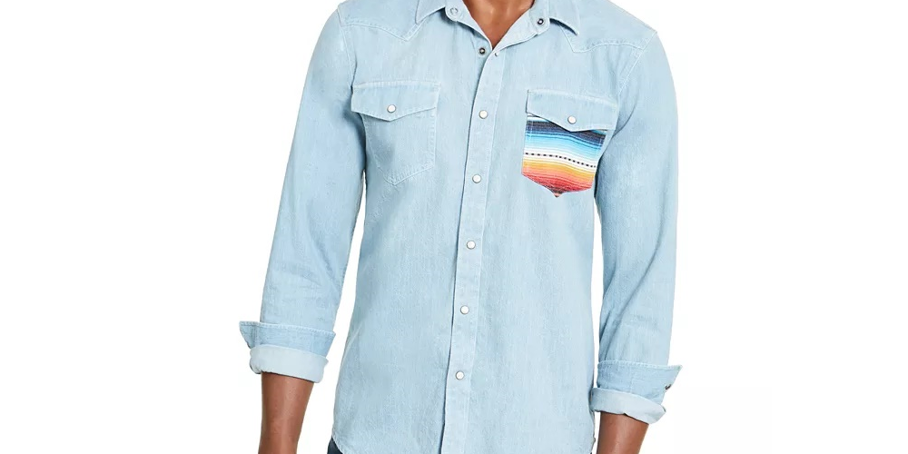 American Rag Men's Antonio Western Shirt Blue Size Small