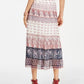 Style & Co Women's Tiered Mixed-Print Midi Skirt Red Size X-Large