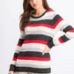 Charter Club Women's Striped Crewneck Sweater Black Combo Size Extra Large