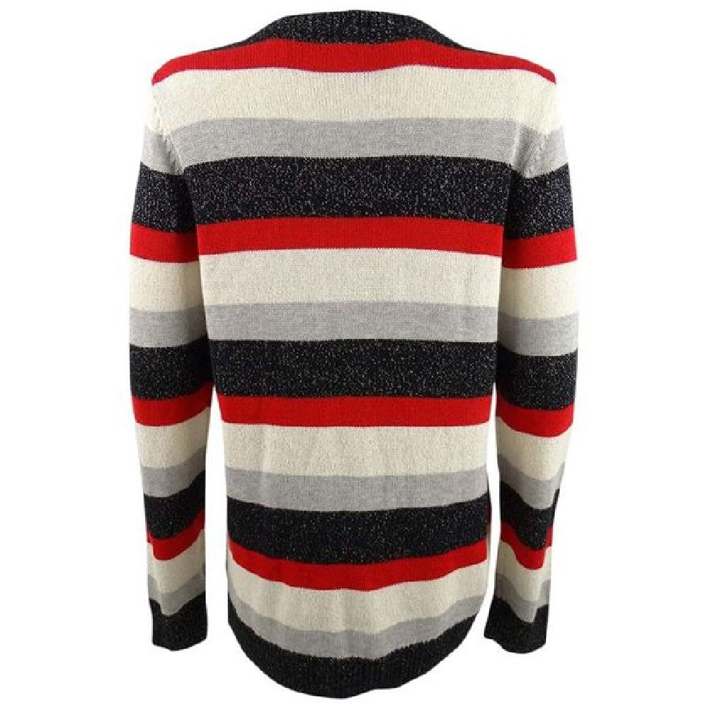 Charter Club Women's Striped Crewneck Sweater Black Combo Size Extra Large