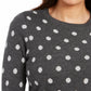 Charter Club Women's Dot-Print Crewneck Sweater Dark Gray Size XX-Large