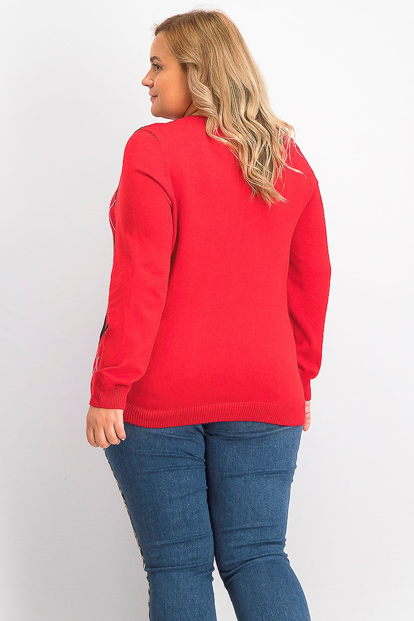 Charter Club Women's Argyle Crewneck Sweater  Red Size Small