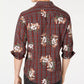 INC International Concepts Men's Plaid Floral Shirt Brown Size Medium
