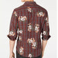 INC International Concepts Men's Plaid Floral Shirt Red Size X-Large