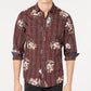INC International Concepts Men's Plaid Floral Shirt Red Size Large