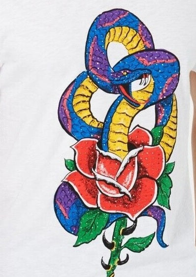 INC International Concepts Men's Rhinestone Snake T-Shirt White Size X-Large