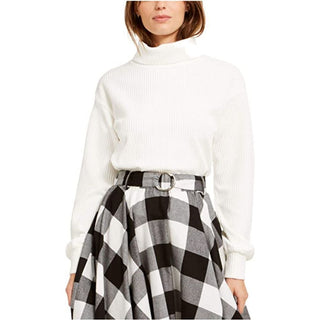 Bar III Women's Cozy Turtleneck Top White Size Large