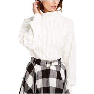 Bar III Women's Cozy Turtleneck Top White Size Large