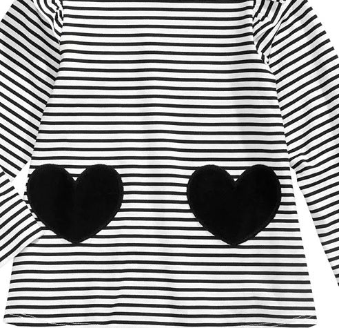 First Impressions Baby Girls Striped Hearts Cotton Tunic Black Size 24MOS
